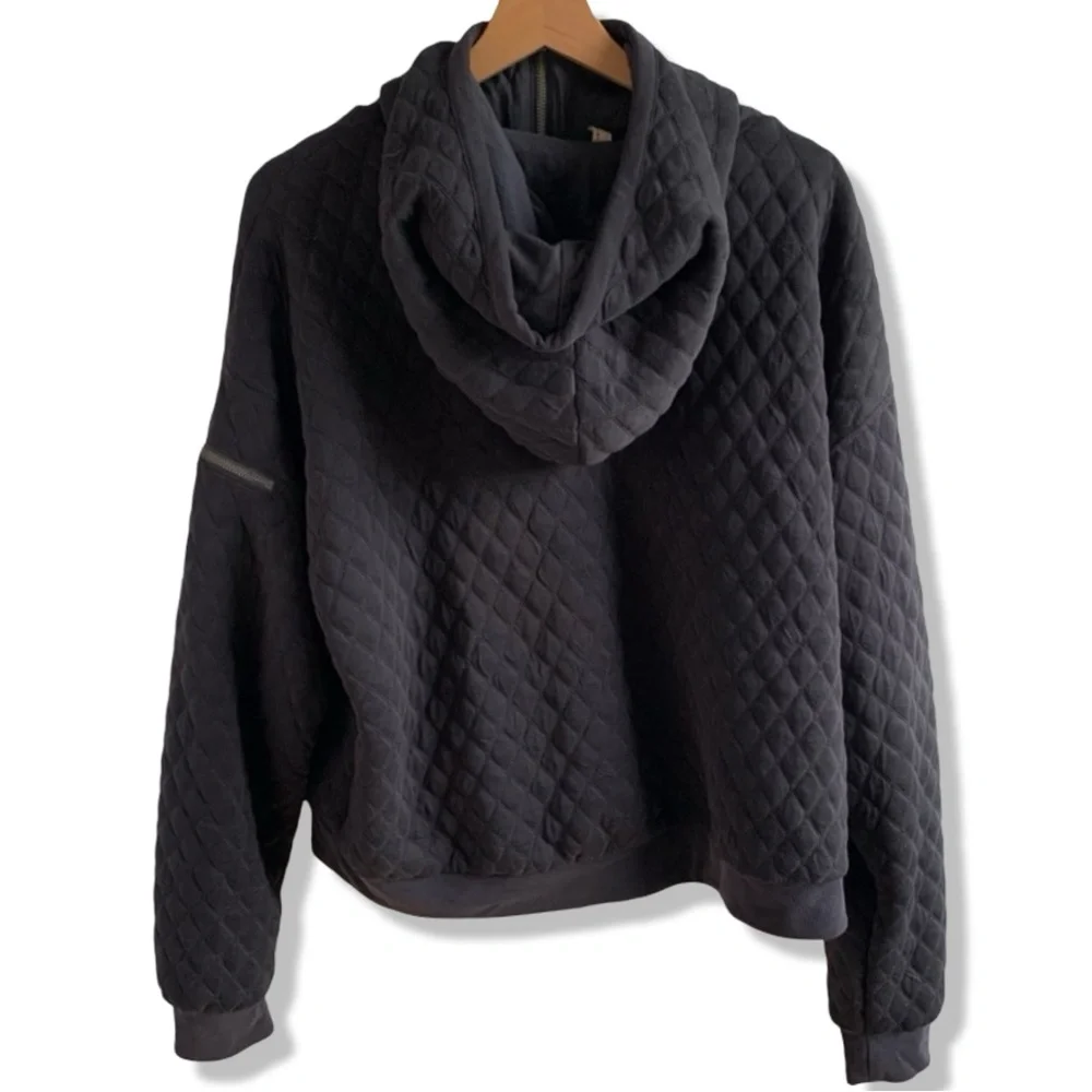 Free People Movement Oversized Quilted Hoodie Jacket Full Zip Dark Gray | Size M - Picture 10 of 16